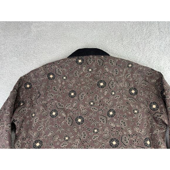 DICKIES Ellis Floral Print Duck Brown Canvas Mens XL Jacket Corduroy Collar - Picture 5 of 16